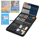 Eage Art Supplies 76-Pack Artist Drawing Supplies Sketching Kit, Colored Pencils Set for Adults Teens Kids Beginners, Complete Art Pencils Set with Case, Sketch Book, Coloring Book, Charcoal Pencils