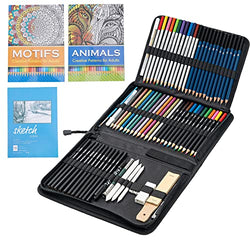 Eage Art Supplies 76-Pack Artist Drawing Supplies Sketching Kit, Colored Pencils Set for Adults Teens Kids Beginners, Complete Art Pencils Set with Case, Sketch Book, Coloring Book, Charcoal Pencils