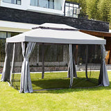 Grand patio 10x13 Feet Patio Gazebo, Outdoor Canopy with Mosquito Netting and Shade Curtains，Sturdy Straight Leg Tent for Backyard & Party & Event