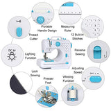 Mini Sewing Machine, Portable Multi-Purpose Crafting Mending Machine Household 12 Built-in Stitches & Double Thread for Beginners Blue