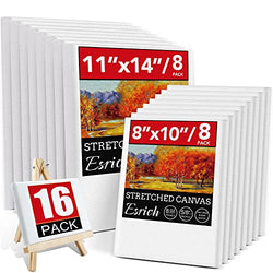 16 Pack Canvases for Painting with 11x14", 8x10", 8 of Each, Painting Canvas for Oil & Acrylic Paint