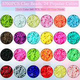 Clay Beads for Jewelry Making 7355 PCS, Bracelet Making Kit Flat Round Polymer Spacer Heishi Beads 6mm 24 Color with Pendant Charms, Letter Beads and Elastic Strings for DIY Jewelry Bracelet Necklace