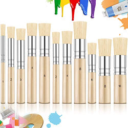 11 Pieces Wooden Stencil Brushes Natural Painting Brush Bristle Wooden Handle Template Brushes for Wood Wall Model House Painting Project Card Making DIY Craft and Acrylic Oil Watercolor Painting