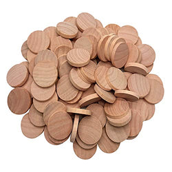 AxeSickle Natural Wood Slices 1 inch Unfinished Round Wood 50PCS These Round Wood Coins for Arts