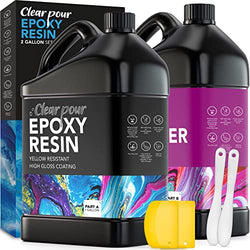 Clear Pour 2 Gallon Epoxy Resin Kit - Clear Epoxy Resin for Countertop, Table Top, Art, Craft, DIY, Wood and Resin Molds (1 Gallon x 2 Set)