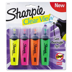 Sharpie 1912769 Clearview Highlighter Blade Tip Assorted Ink 4 per Set