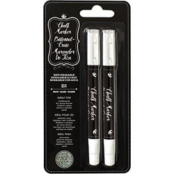 American Crafts Erasable Chalk Markers Set of 2 Markers, White