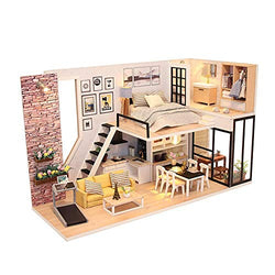 Toy Dollhouse, DIY Cottage Model Toys, Modern Style, Creative, Creative Christmas Birthday Gifts, Toddler Dollhouse Sets, DIY Miniature Dollhouse Set (Color : with dust Cover+Music Movement)