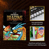 ColorIt Colorful Dragons Adult Coloring Book - 50 Single-Sided Designs, Thick Smooth Paper, Lay Flat Hardback Covers, Spiral Bound, USA Printed, Dragon Pages to Color (Volume II)