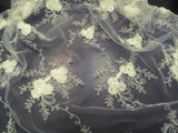 Corsage Lace Embroidered Roses on Mesh Black 56 Inch Wide Fabric By the Yard (F.E.®)
