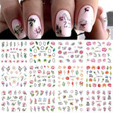 48 Sheets Flower Nail Art Stickers Decals Spring Summer Water Nail Decals Lily Lavender Butterfly Leaf Patterns Nail Supplies Accessories for Women Nail Art Design