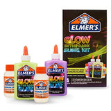 Elmer's Glow-in-The-Dark Slime Kit, Yellow + Purple Glow, 4 Piece Kit & Elmer’s Confetti Slime Kit | Slime Supplies Include Metallic Glue, Clear Glue, Confetti Magical Liquid Slime Activator, 4 Count