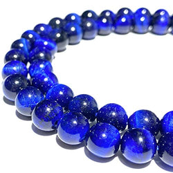 [ABCgems] African Navy Blue Tiger Eye (Exquisite Matrix- Beautiful Color) 6mm Smooth Round Natural Semi-Precious Gemstone Healing Energy Beads