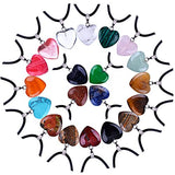 Outus 0.63 Inch Heart Stone Pendants Assorted Color Chakra Beads Crystal Charms with 18 Inch