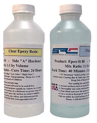 Epox-It 80 Clear Epoxy Resin for Coating Wood Table Tops Bar Top Resin Art - 16 Ounce Kit