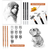 YunQiDeer Drawing Pencils, Sketch Pencils Art Supplies Kit for Kids Adults, Professional Sketching Art Graphite Charcoal Pencils Set