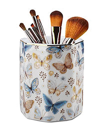 Jwest Pen Holder, Ceramic Shiny Gold Graphic Butterfly Pattern Pencil Cup for Girls Kids Women Durable Stand Desk Organizer Makeup Brush Holder Gift for Office, Classroom, Home Butterfly