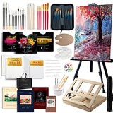 Modera Deluxe Artist Painting Set, 137-Piece Professional Art Paint Supplies Kit w/Field & Desk Easels, 70 Acrylic, Oil & Watercolor Paints, Brushes, Palettes, Canvases, Sketch Pads, Carry Bag & More