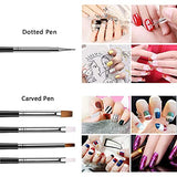 JOYJULY 20pcs Nail Art Design Tools, 15pcs Painting Brushes Set with 5pcs Dotting Pens, BLACK …