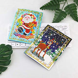 YOBEYI DIY Christmas Card with Diamond Painting Drill by Numbers 4Packs Christmas Tree Santa Claus New Year Greeting Card Christmas Stickers Christmas Gifts (A)