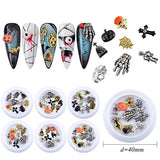 MEILINDS 3D Nails Art Halloween Decals Decoration Nail Studs Metal DIY Nail Manicure Tips 6 Boxes