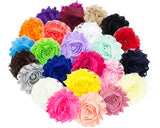 JLIKA 50 pieces Shabby Flowers - Chiffon Fabric Roses - 2.5" - Solids Color Mix - Single Flowers