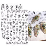 JMEOWIO 12 Sheets Spring Black White Flower Nail Art Stickers Decals Self-Adhesive Pegatinas Uñas Summer Floral Leaf Butterfly Nail Supplies Nail Art Design Decoration Accessories