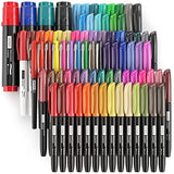 Arteza Permanent Markers, Set of 80, 61 Assorted Colors Paint Pens, Fine, Broad, and Brush Tips, Quick-Drying, Waterproof, Art Supplies for Calligraphy, Craft, Making Signs, and Mandala Coloring