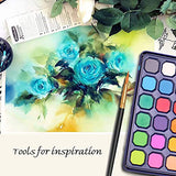Watercolor Paint Set, 24 Colors Watercolor Professional Paint in Tin Box with Water Brushes, Sketch Pencil, Portable Painting Set Students, Kids, Beginners, Professional Artist, School Supplies