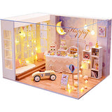 Dollhouse Miniature with Furniture,DIY 3D Wooden Doll House Kit Apartment Style Plus with Dust Cover and LED,1:24 Scale Creative Room Idea Best Gift for Children Friend Lover(Gamp Party) BT010