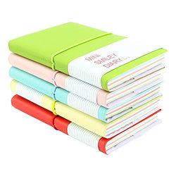 Pocket Notebook Set pack of 2 Super Mini Pocket Smiley Diary Notebooks Memo Note Book 5x3 Inch PU Leather Case Random Color (2set)