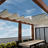Windscreen4less Retractable Shade Canopy Replacement Cover for Pergola Frame Slide on Wire Cable Wave Drop Shade Cover Shade Sail Awning for Patio Deck Yard Porch Beige 4 ' x 16 '