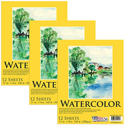 U.S. Art Supply 11" x 14" Premium Heavy-Weight Watercolor Painting Paper Pad, 60 Pound (300gsm),