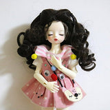 1/6 BJD Doll Wig High Temperature Black Short Curlys Synthetic Fiber Hair Wig BJD Doll Wigs for 1/3 1/4 1/6 1/8 BJD SD Doll (6B)