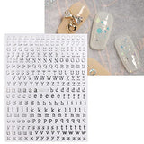 JMEOWIO 8 Sheets Glitter Letter Nail Art Stickers Decals Self-Adhesive Pegatinas Uñas English Alphabet Nail Supplies Nail Art Design Decoration Accessories