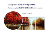 Asmork 100% Hand-Painted Autumn Scenery Trees Landscape Southwest Panel Wall Art Oil Paintings On Canvas Paintings Home Decor Ready To Hang Artwork - 3 Pieces