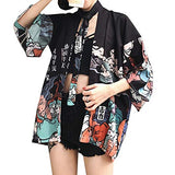 Women Japanese Kimono Cardigan Coat Yukata Outwear Tops Vintage Japanese Style (# 1)