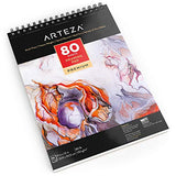 Arteza 9"X12" Drawing Pad, 80 Pages, Spiral Bound Artist Drawing Book, Durable Acid Free Sketch Paper (80lb/130g), for Kids & Adults