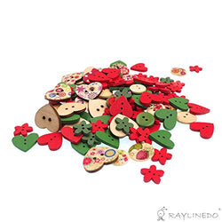 RayLineDo One Pack of Over 95pcs Main Red Colors Various Shapes 2 Holes Wood Buttons(15-20MM)