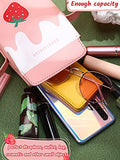 Frienda 2 Pieces Girls Strawberry Milk Purse Bag Women Cross Body Pink Cute Japanese Purse Bag Soft PU Phone Shoulder Wallet Small Purses Box Bag Milk Strawberry Purse Japanese Stuff Handbag Purse