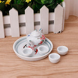 YOUSIKE Miniature Ornaments, Ceramic Teapot Tea Cups Set Simulation Dining Tableware Toy