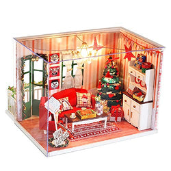 Flever Dollhouse Miniature DIY House Kit Creative Room with Furniture for Romantic Valentine's Gift(I Have a Date with Christmas)