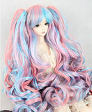 (18-18.5CM) BJD Doll Hair Wig 7-8" 1/4 MSD DZ DOD LUTS / Mixed Color Long Curl Hair / FBE139