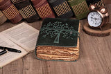 Vintage Leather Journal Tree of Life - Leather Bound Journal - Antique Deckle Edge Paper - Sketchbook - Journal for Women Men - Book of Shadows - (8 X 6 Inches Turquoise) by LEATHER VILLAGE