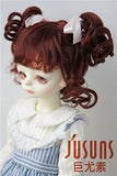 JD011 8-9'' 21-23cm Wine red Charming curl BJD Wigs 1/3 SD Synthetic Mohair Doll Wigs