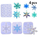 DIY Casting Molds, Outgeek 4PCS Snowflake Resin Molds DIY Silicone Casting Soap Mold Epoxy UV Resin Mould for DIY Crafts Necklace Earrings Pendants DIY Wedding Decorations