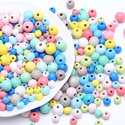 ToBeIT Mixed Wooden Beads Assorted Color Round Wood Beads, Painted Hole Round Wood Spacer Beads for DIY Craft, Jewelry Making (Shade -8/10/12)