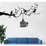 Metal Wall Art, Free Birds, Metal Cage and Birds Art, Metal Wall Decor, Birds on Branch, Birds Art (46"W x 28"H / 117x72 cm)