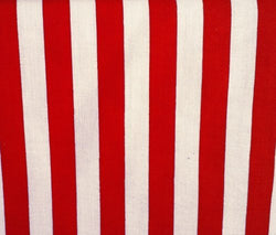 Stripes Big Red White Poly Cotton 58 Inch Fabric By the Yard (F.E.)