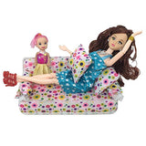Bonlting Mini Dollhouse Furniture Flower Print Sofa Lovely Miniature Toy Sofa with 2 Cushions for Barbie Dolls House Decoration